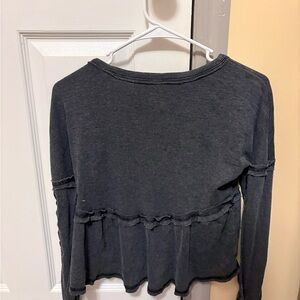 Charcoal Ruffle Hem Sweatshirt